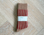 Yahae Socks | Organic Cotton Mohair Stripe | Red