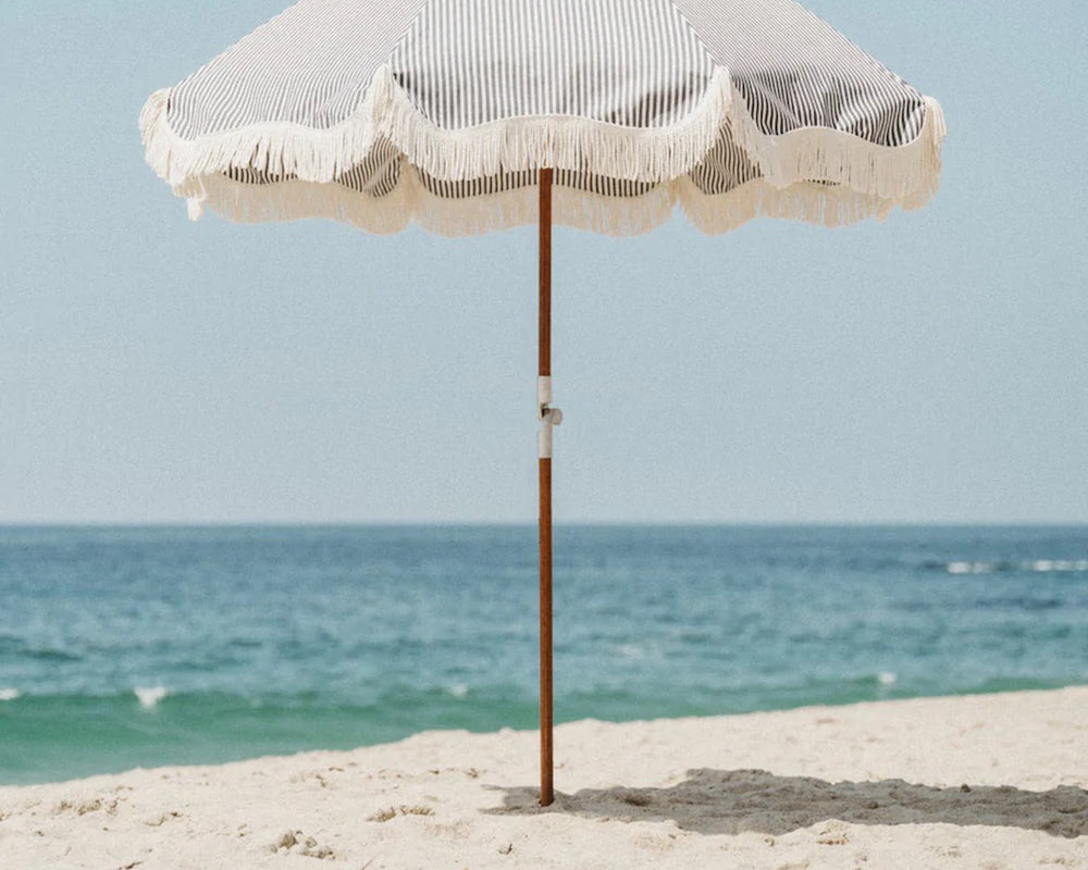 Business & Pleasure | Premium Beach Umbrella | Lauren Navy Stripe