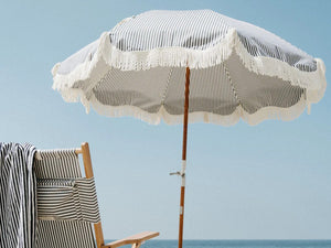 Business & Pleasure | Premium Beach Umbrella | Lauren Navy Stripe