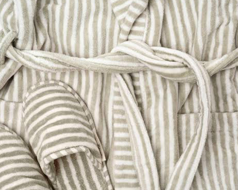 Business & Pleasure | Robe & Slipper Set | Lauren Sage Stripe