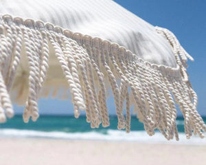 Business & Pleasure | Premium Beach Umbrella | Lauren Sage Stripe