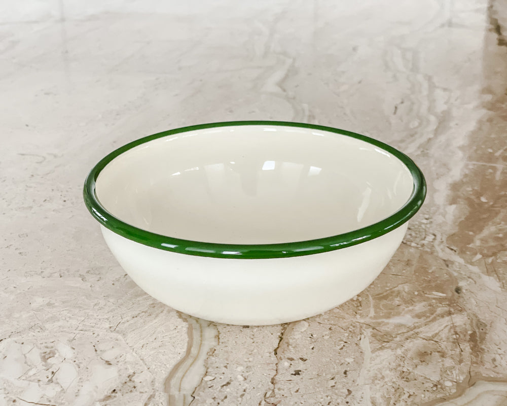 Enamel Bowl  Cream & Green – ORNAMENT