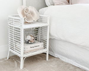 Cane Cubby Sidetable | White