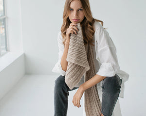 Sophie | Cosy Cable Scarf | Oat