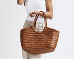 Juju & Co | Woven Leather Cove Bag | Amber